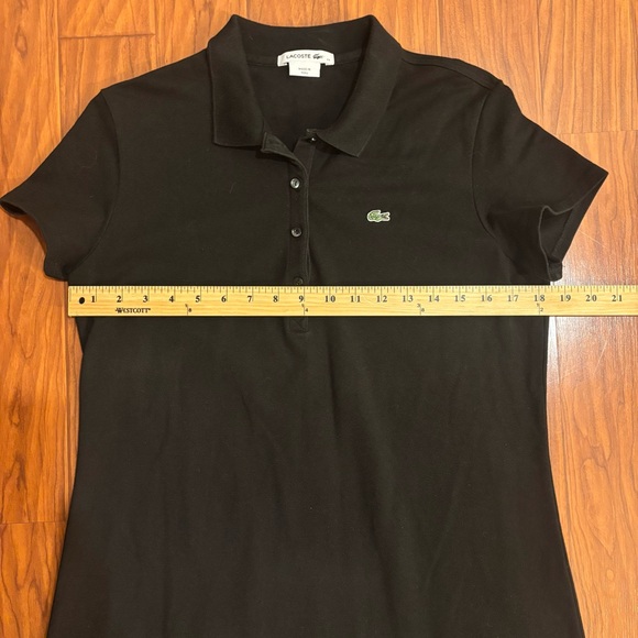 Lacoste Black Pique Polo Dress Signature Croc Logo Womens 44/Large - Picture 4 of 6
